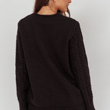 Seattle Lace-Up Front Knit Top Black