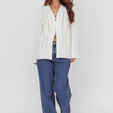 Seattle Lace-Up Front Knit Top White
