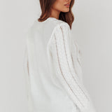 Seattle Lace-Up Front Knit Top White