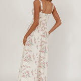 Seen The Light Tie Bust Maxi Dress Floral Cream/Pink