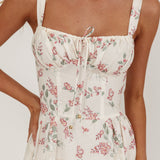 Seen The Light Tie Bust Maxi Dress Floral Cream/Pink