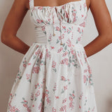 Seen The Light Tie Bust Mini Dress Floral Cream