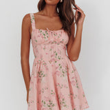Seen The Light Tie Bust Mini Dress Floral Blush