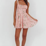 Seen The Light Tie Bust Mini Dress Floral Blush