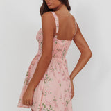 Seen The Light Tie Bust Mini Dress Floral Blush