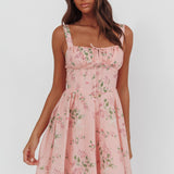 Seen The Light Tie Bust Mini Dress Floral Blush