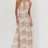 Saint Malo Halterneck Maxi Dress Floral Beige