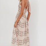 Saint Malo Halterneck Maxi Dress Floral Beige