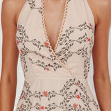 Saint Malo Halterneck Maxi Dress Floral Beige