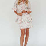 Catherina Ric-Rac Trim Mini Skirt Floral Pink