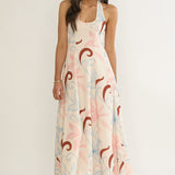 Florie Scoop Neck Halter Maxi Dress Floral