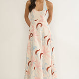Florie Scoop Neck Halter Maxi Dress Floral