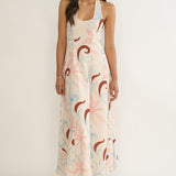 Florie Scoop Neck Halter Maxi Dress Floral