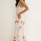 Florie Scoop Neck Halter Maxi Dress Floral