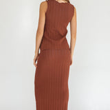 Kimora Ribbed Knit Maxi Skirt Brown
