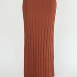 Kimora Ribbed Knit Maxi Skirt Brown