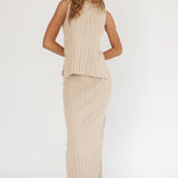 Kimora Ribbed Knit Maxi Skirt Sand