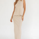 Kimora Ribbed Knit Maxi Skirt Sand