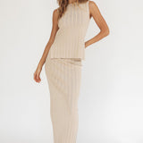 Kimora Ribbed Knit Maxi Skirt Sand