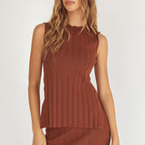 Kimora Sleeveless Knit Top Brown