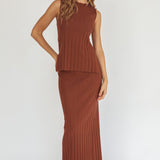Kimora Sleeveless Knit Top Brown