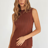 Kimora Sleeveless Knit Top Brown