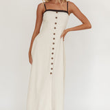 Sailing Away Button Front Maxi Dress Oat