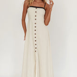 Sailing Away Button Front Maxi Dress Oat