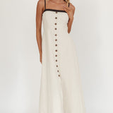Sailing Away Button Front Maxi Dress Oat