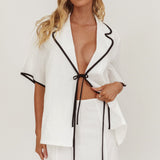 Caterina Contrast Trim Mini Skirt White
