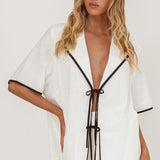 Caterina Tie-Front Top White