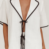 Caterina Tie-Front Top White