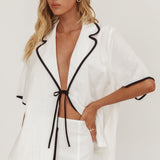 Caterina Tie-Front Top White