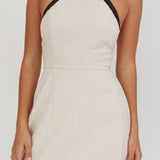 Lady Bow Halterneck Mini Dress Oat