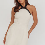 Lady Bow Halterneck Mini Dress Oat