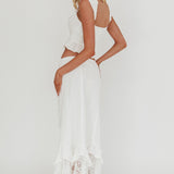 Liora Lace Hem Ruffle Maxi Skirt White
