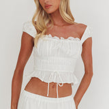 Liora Frill Bust Crop Top White