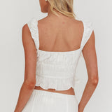 Liora Frill Bust Crop Top White