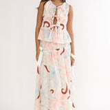 Salty Sea Side Bow Maxi Skirt Floral