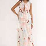 Salty Sea Side Bow Maxi Skirt Floral