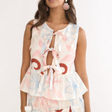 Salty Sea Front Tie Bow Top Floral