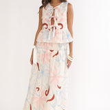Salty Sea Front Tie Bow Top Floral