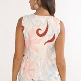 Salty Sea Front Tie Bow Top Floral