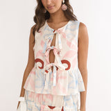 Salty Sea Front Tie Bow Top Floral