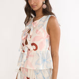 Salty Sea Front Tie Bow Top Floral