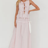 Salty Sea Side Bow Maxi Skirt Blush Stripe