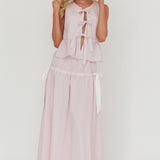 Salty Sea Side Bow Maxi Skirt Blush Stripe