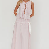 Salty Sea Side Bow Maxi Skirt Blush Stripe