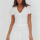 Aylin Collared Eyelet Mini Dress White