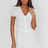 Aylin Collared Eyelet Mini Dress White
